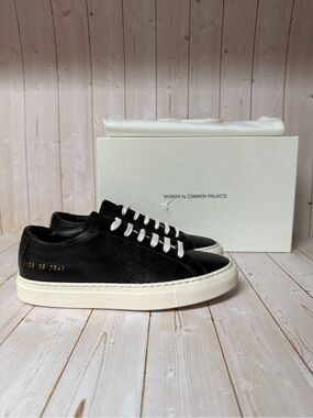 Common Projects Achilles Low-Top Nubuck/Leather Sneakers Black Sz 35 / 5